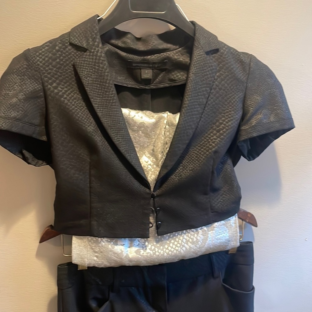 Express design studio snake skin pantsuit and tube top 3pc size 2 Y2K